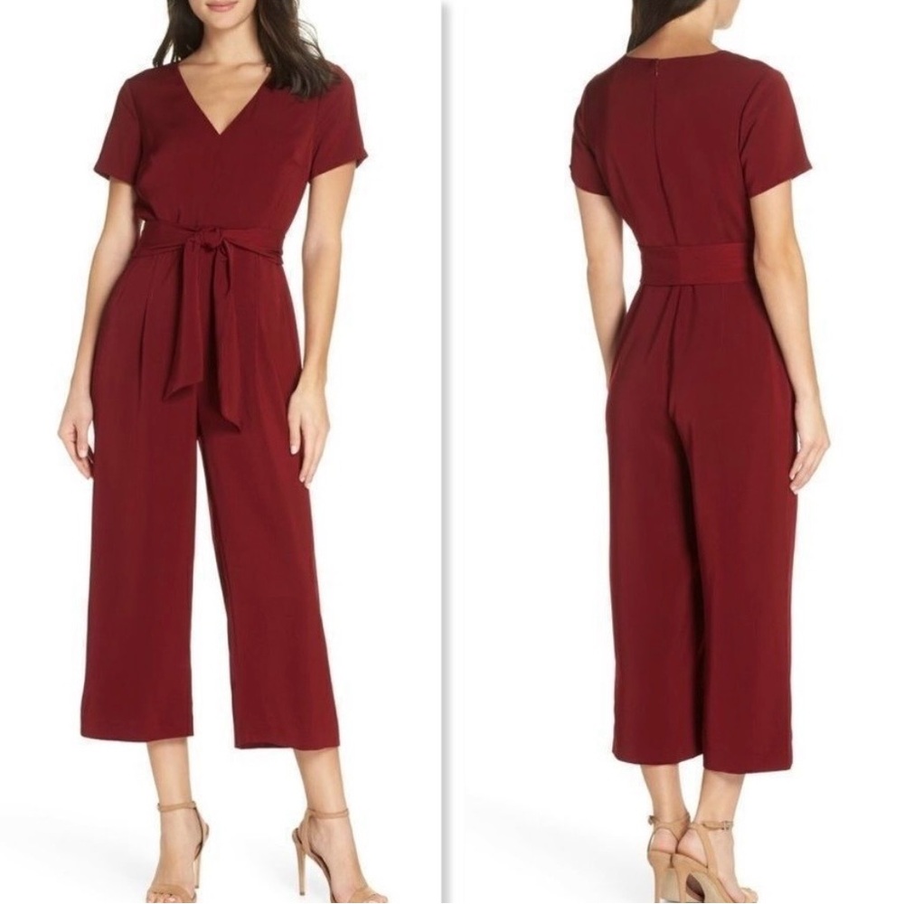 Charles Henry Burgundy Jumpsuit